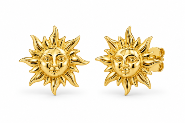 Pendientes Sol Con Cara YF 10K Weight 2.8gr