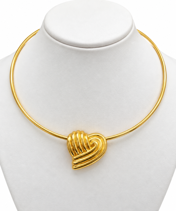 Gargantilla Choker Rigido Corazon Textura 10k Weight 8.5gr
