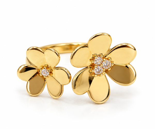 Anillo Doble Flor 10K Size 7 Weight 2.7gr