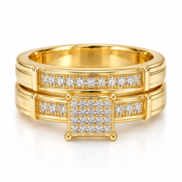 Anillo Duo Matrimonio Full Pave CZ 10K Size 7 Weight 4.7gr K76644
