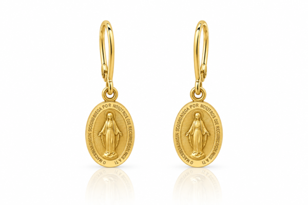 Pendientes Virgen Ovalado 14k Weight 2.2gr