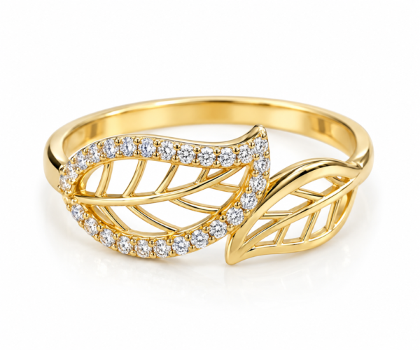 Anillo Doble Hoja Pave 10k Size 7 Weight 1.4gr