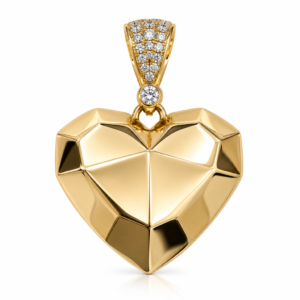 Dije  Corazon 3D Geometrico CZ 14k Weight 4gr