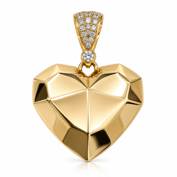 Dije  Corazon 3D Geometrico CZ 14k Weight 4gr