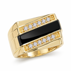 85aa9467-9d29-4c24-f3ed-08df18b80e7c.png Anillo Hombre Black Diagonal CZ 10k Size 12 Weight 7gr K76105