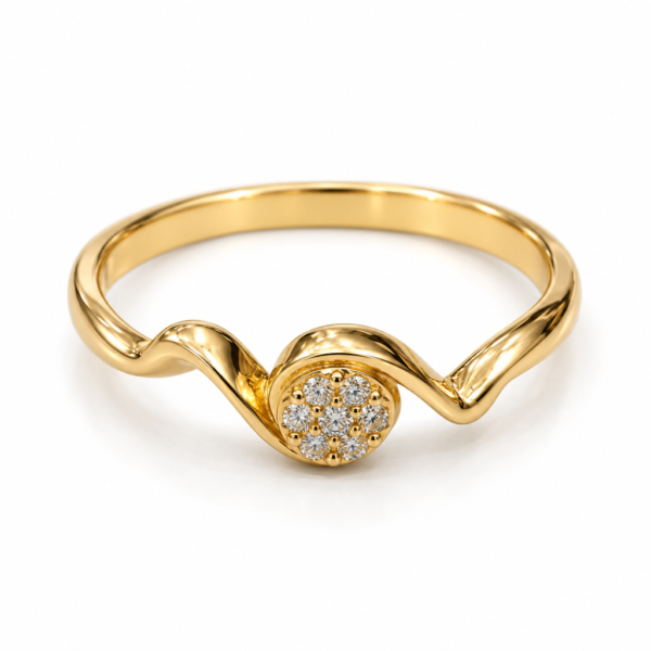 Anillo Fancy Pave 10K Size 7 Weight 1.2gr