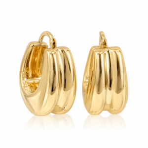 Argollas Fancy Chunky U Puff SF 14K  Weight 6.5gr