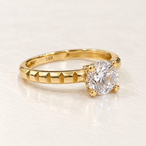 Anillo Solitario Geometrico 14k Size 7 Weight 1.7gr