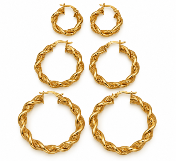 Argollas Trio Torcio Fancy Textura 10k Weight 12gr