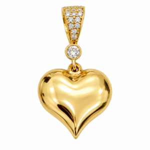 Dije  Corazon Puffed Piedra CZ 14k Weight 2gr