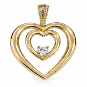 Dije  Corazon Doble Con Piedra 14k Weight 4.1gr