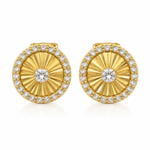 Aretes Fancy Round CZ Huggie 10k Weight 3.2gr