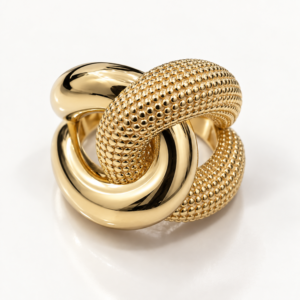 Anillo Fancy Cruzado Doble Textura 10K Size 7 Weight 4.5gr