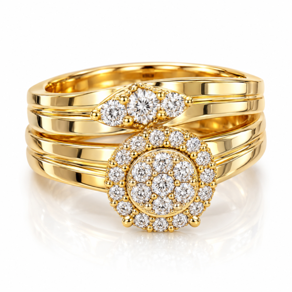 Anillo Duo Matrimonio 3 CZ 10K Size 6 Weight 3.8gr K76595D