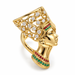 Anillo Nefertiti Con CZ Rojo y Verde  10K Size 8 Weight 8.8gr K7757BR