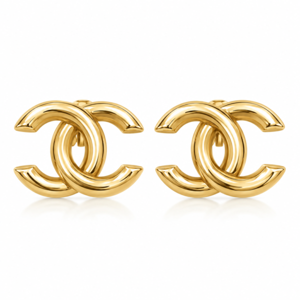Aretes Omega Estilo Chanel YF 10K Weight 4.5gr