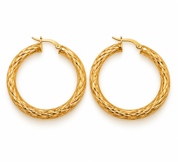 Argollas Corte Diamantado Fancy 10K 4 Weight 3.2gr