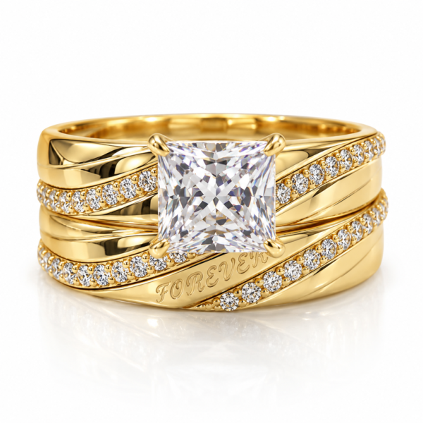 Anillo Duo Matrimonio Forever CZ 10K Size 8 Weight 5.7gr K76641D