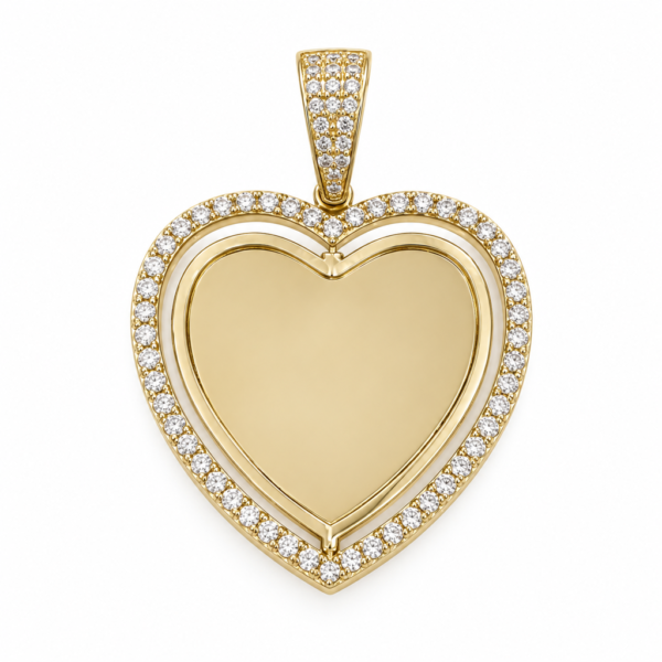 Dije Para Foto Corazon Borde Movible CZ 10K Weight 5.1gr Y