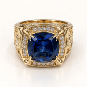 2d6e25e9-47fc-42dc-41ad-08df1dd5e0a9.png Anillo Hombre Piedra Azul Borde CZ 10K Size 11 Weight 11.7gr K76411B