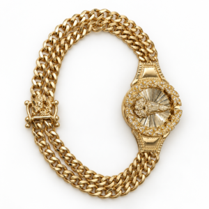 4897380a-f4d3-4d3a-431d-08df310a36cc.png Manilla Virgen Caridad Doble Cu. Link Solida 10K Size 7.5 Weight 16.7gr KB76000C