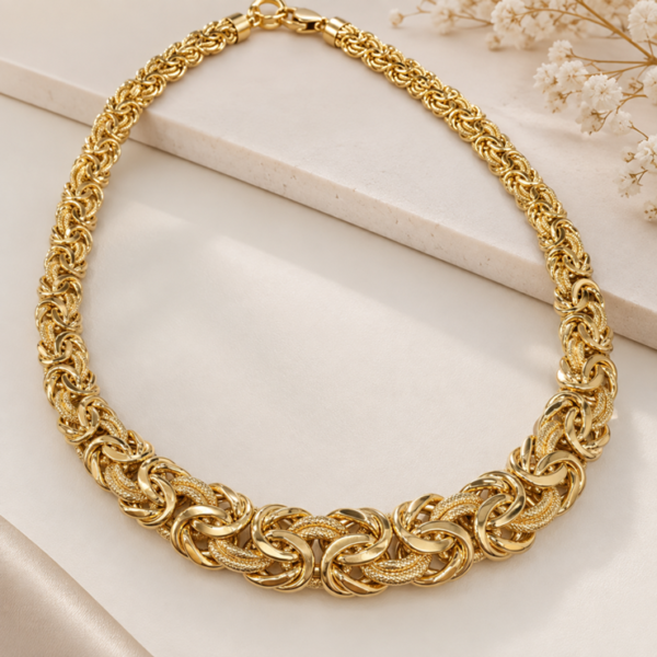 Gargantilla Bizantino Fancy Corte Princesa Joseph 10k Size 18'' Weight 34.2gr K312GZ
