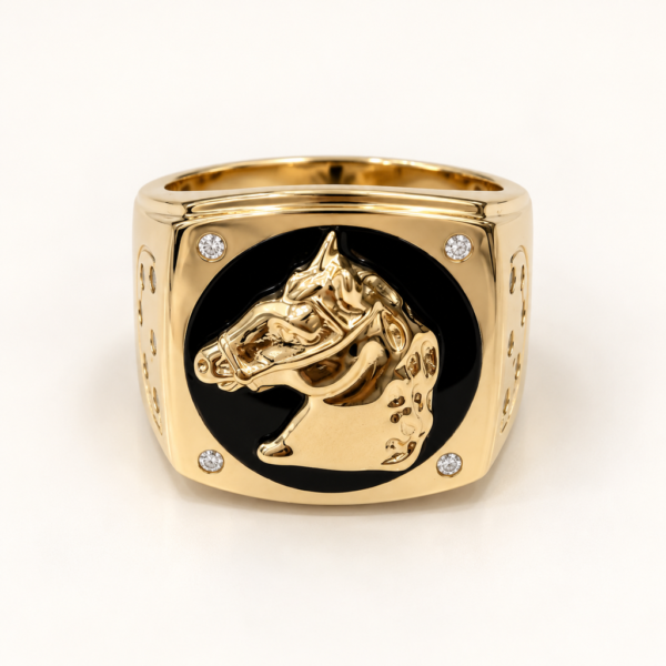 Anillo Hombre Caballo Fondo Onyx 10K Size 11 Weight 9.5gr K76416