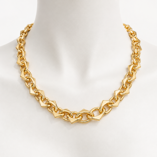 Gargantilla Open Heart Fancy Chain Joseph 10k Size 17'' x 10.5mm Weight 16.8gr K1068B