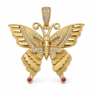 f5fbcd9f-4874-4017-2de4-08df1dd5e0a9.png Dije Mariposa Movible CZ 3D 10K Weight 7.8gr
