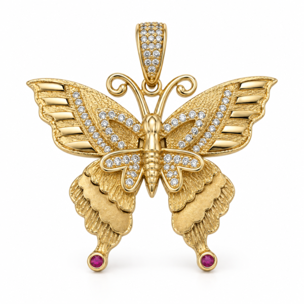 Dije Mariposa Movible CZ 3D 10K Weight 7.8gr